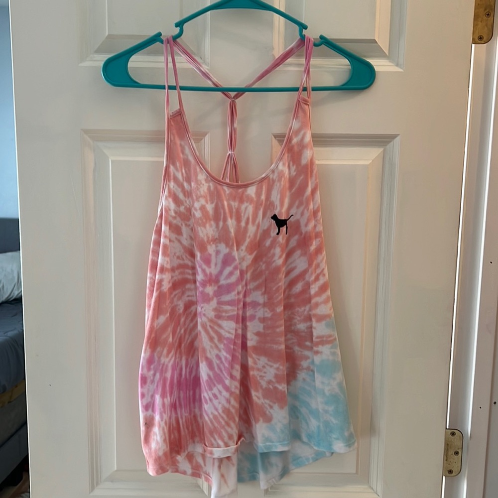 Pink tank strapped back